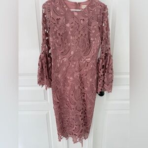 Rachel Parcell Long Sleeve Lace Dress in Dusty Rose